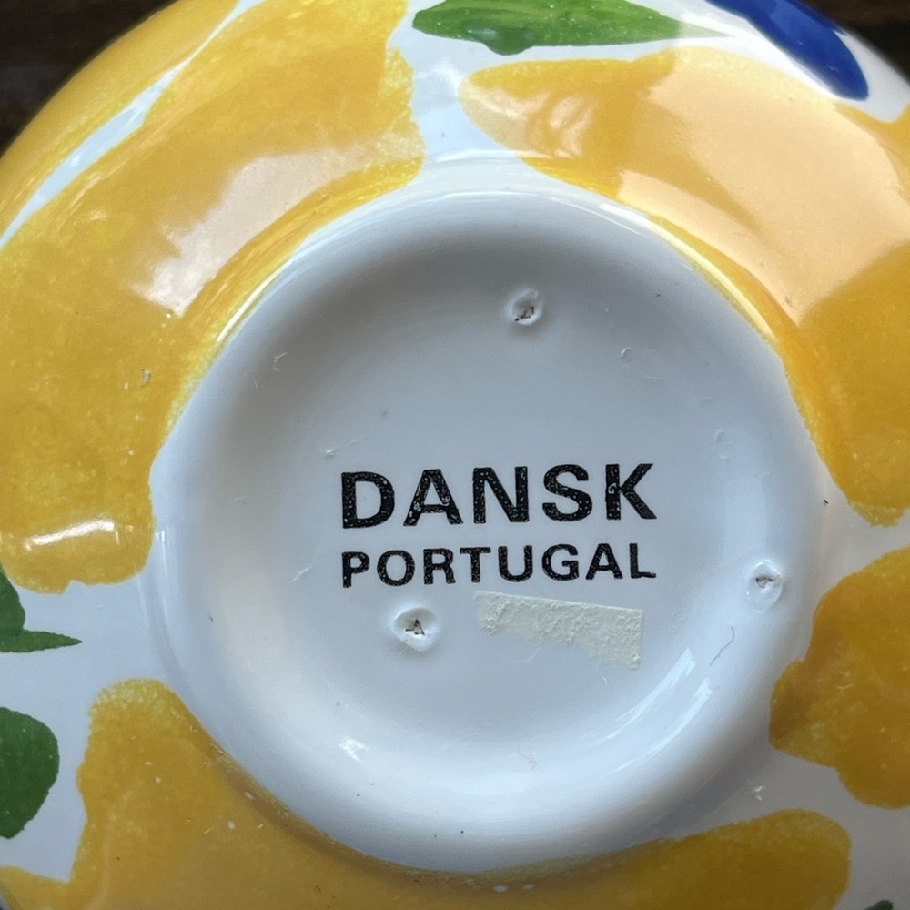 Dansk St. Tropez Creamer hand painted. Vibrant yellow and blue. Made in Portugal - Picture 5 of 9